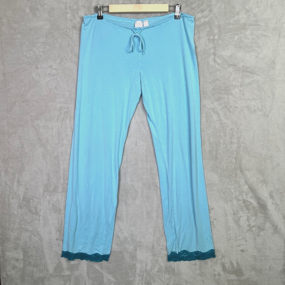 Victoria's Secret Angels Pants M Blue Lace Trim Vntg 2007 Y2K Coquette Feminine